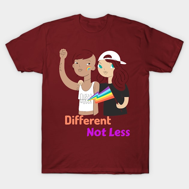 Different Not Less, Gay pride T-Shirt by Ito Effect